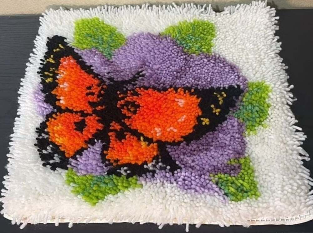 Handmade Butterfly Latch Hook Pillow Cover